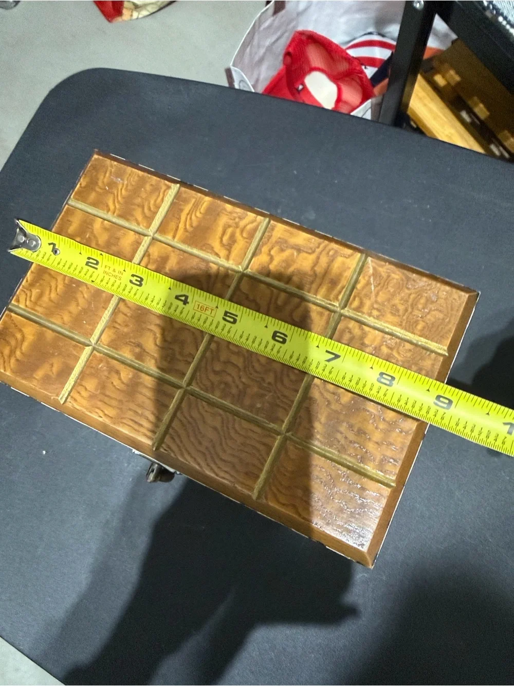 Wooden Grid Accent Box Hand Crafted